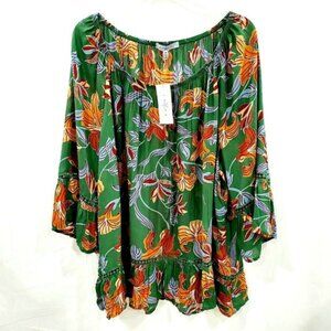 NWT Fever rayon off shoulder ruffle hem top blouse